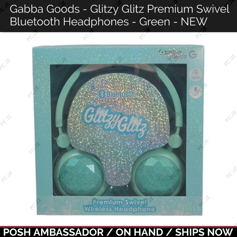 Gabba Goods - Glitzy Glitz Premium Swivel - Bluetooth Headphones - Green - NEW